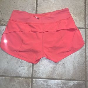 Salmon Lululemon Speed Up Shorts size 4!